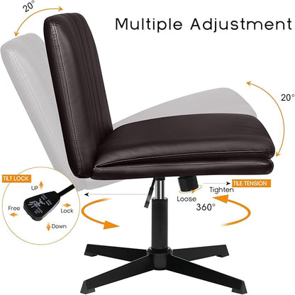 PUKAMI Criss Cross Legged Office Chair, Armless Office Desk Chair No Wheels - Image 7