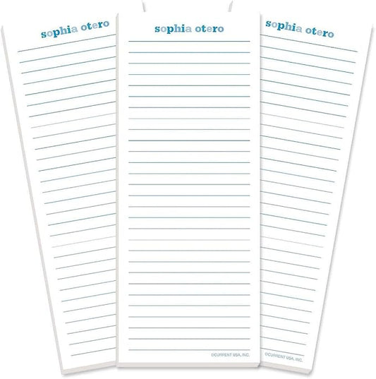 Current Personalized Blueberry Color Wash Lined Shopping List Pads -Set of 3 by Current