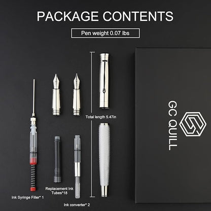 GC QUILL Fancy Fountain Pen Set – Fine and Medium Nibs, 18 Ink Cartridges - Image 3