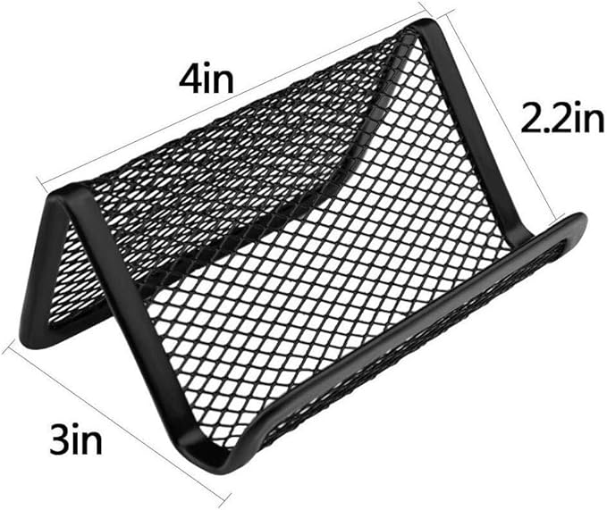 Chiyuehe Black Metal Mesh Business Card Holder Desk Business Card Organizer - Image 2