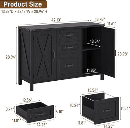 Vabches File Cabinet with 3 Drawers, Farmhouse Lateral File Cabinet Fits Files - Image 3