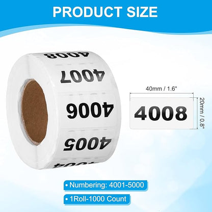 PATIKIL 0.8 x 1.6 Inch Inventory Number Sticker, 1 Roll 4001 to 5000 - Image 2