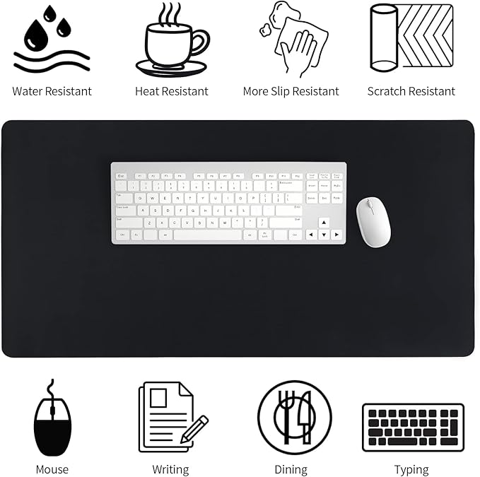 Bloss Black Leather Desk Pad, Large Mouse Pad 35.4×17 Inches, Waterproof Office - Image 5
