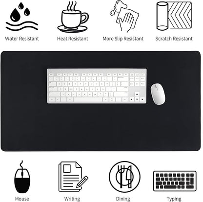 Bloss Black Leather Desk Pad, Large Mouse Pad 35.4×17 Inches, Waterproof Office - Image 5