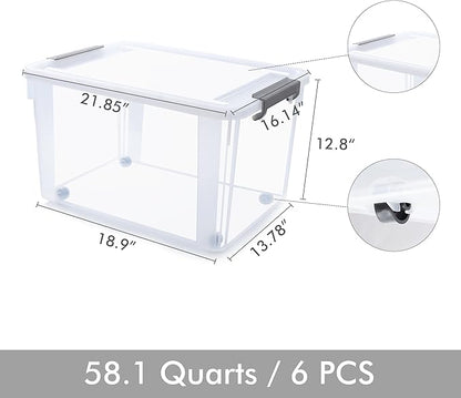 Citylife 6 Packs 58.1 QT Plastic Storage Bins - Image 6