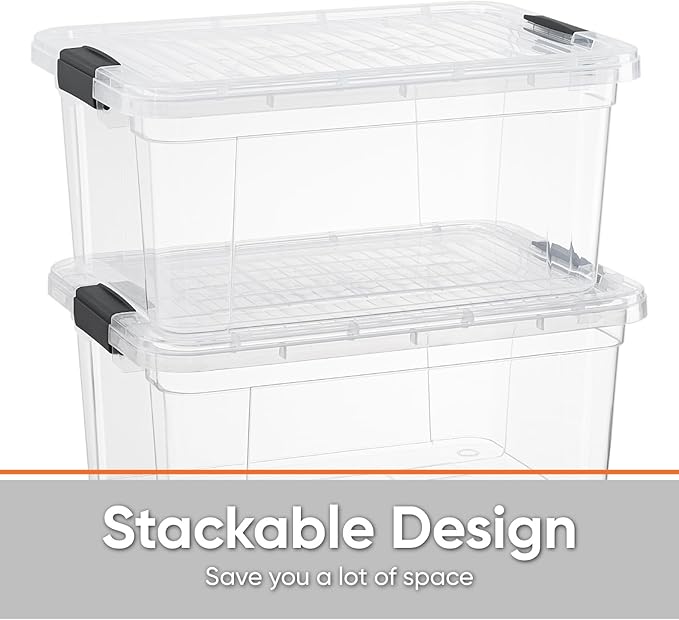 Superio Storage Bins with Lids- 2 Pack, 1.85 Qt Clear Boxes - Image 3