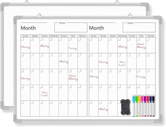 Lincia 36" x 12" Magnetic Horizontal 2 Month Dry Erase Calendar by Lincia
