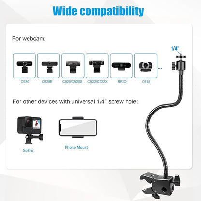 Khazylorr Webcam Stand, Webcam Mount Gooseneck Arm - Image 4