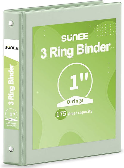 SUNEE 3 Ring Binder 1 Inch 1 Pack, Sage Green by SUNEE