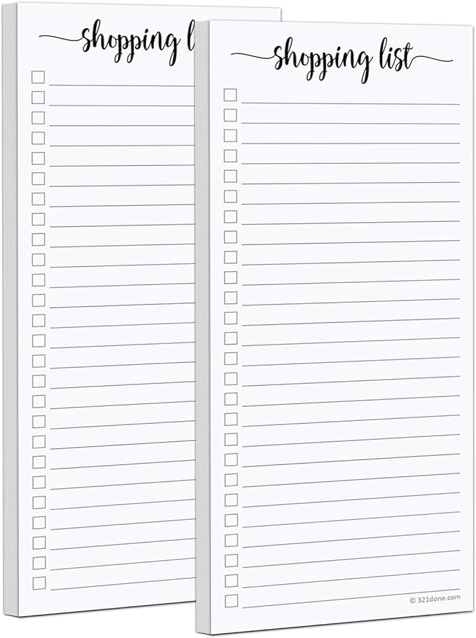 321Done 2-Pack Slim Shopping List Notepad, Made in USA by 321Done