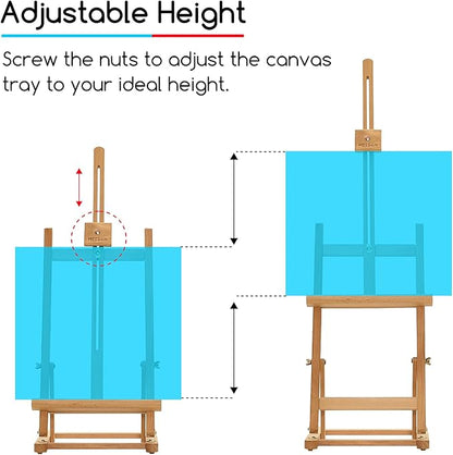 MEEDEN Large Wooden Tabletop H-Frame Easel, Solid Beech Wood Table Easel - Image 2