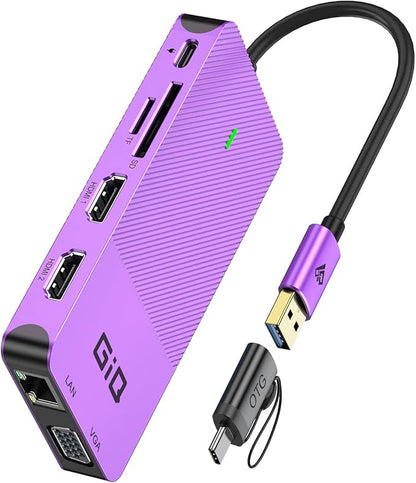 USB Docking Station GIQ USB C HUB USB 3.0 to Dual HDMI VGA Adapter Triple by GIQ