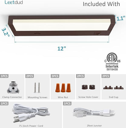 Leetdud LED Under Cabinet Lighting Hardwired or Plug in, 12 Inch 6W, Dimmable 5 - Image 9