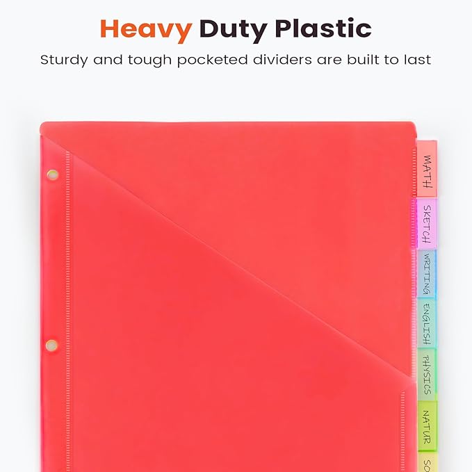 Sooez 16 Count Dividers with Pockets, 8 Tabs Binder Dividers - Image 5