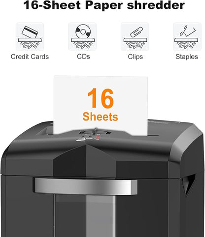 Bonsaii 16-Sheet Micro-Cut Paper Shredder 60-Minute Heavy Duty Office Use - Image 4