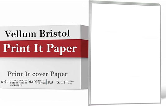 Print It - Vellum Bristol Colored Cardstock Cover Paper, 67 Lb, 8.5" X 11” by Unknown