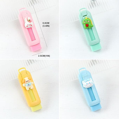 BetterJonny Sliding Retractable Eraser, 4 Color Push Pull Erasers and 8 Refills - Image 6