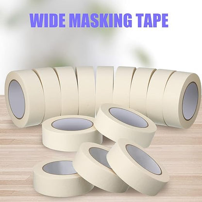 Fainne 18 Rolls Masking Tape Bulk 1.41 Inch Beige Wide Thin White Color - Image 5