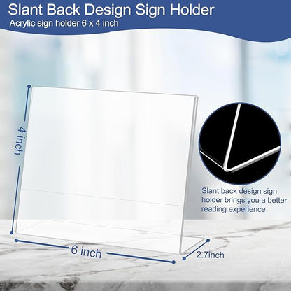 Wbtran Slanted Back Acrylic Sign Holder 6 x 4, Acrylic Stands - Image 2
