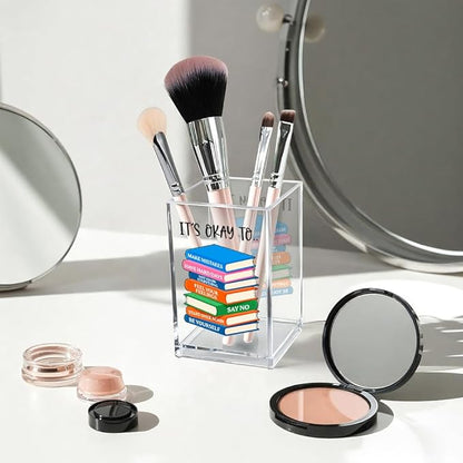 Vgrti It's Okay To Make Mistakes Acrylic Cosmetic Pencil Pen Holder Cup - Image 3