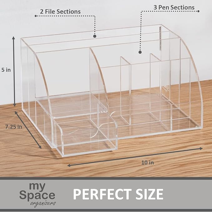 My Space Organizers Clear Acrylic Desk Oganizer, 9 Compartments, Office - Image 4