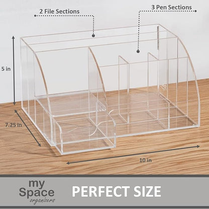 My Space Organizers Clear Acrylic Desk Oganizer, 9 Compartments, Office - Image 4