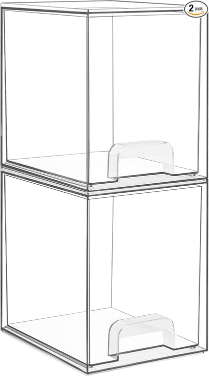 Vtopmart 7.6" H Clear Stackable Storage Drawers, 2 Pack Plastic Organizers Bins by Vtopmart