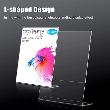 xydstay 6pack 8.5x11 Acrylic, L Shape Clear Plastic, Menu Holder, Unbreakable - Image 3