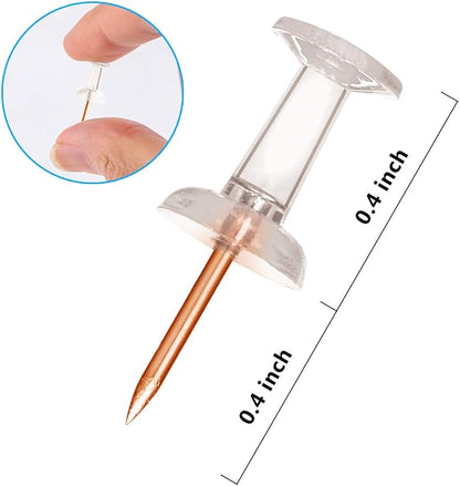 Yalis Push Pins 600 Count, Standard Rose Gold Pins Clear Thumb Tacks Steel - Image 2