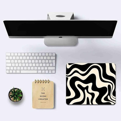 IMAYONDIA Black and White Mouse Pad, Liquid Swirl Retro Mouse Pad, Abstract - Image 6