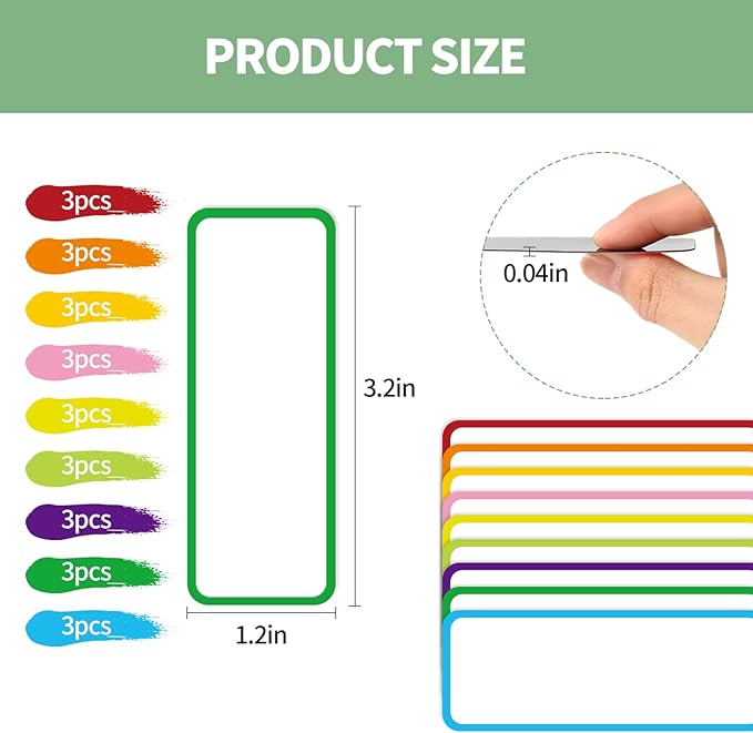 27pcs Magnetic Dry Erase Labels，Magnets Sticker，11 Colors Reusable Erasable - Image 2