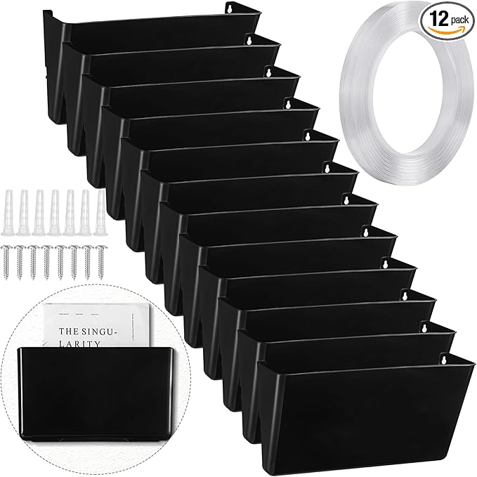 Tenceur 12 Pcs Plastic Single Pocket Wall Mount File Holder by Tenceur