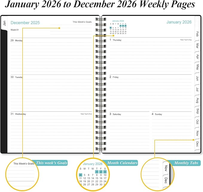 2026 Planner - Planner 2026 from January 2026 - December 2026, Weekly & Monthly - Image 3