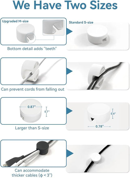 Maveek Magnetic Cable Clips White, Cord Organizer Magnet Silicone Cord - Image 5