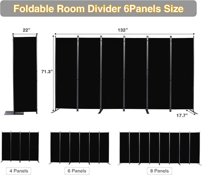 CHOSENM Room Divider, 6 Panel Folding Privacy Screens - Image 2