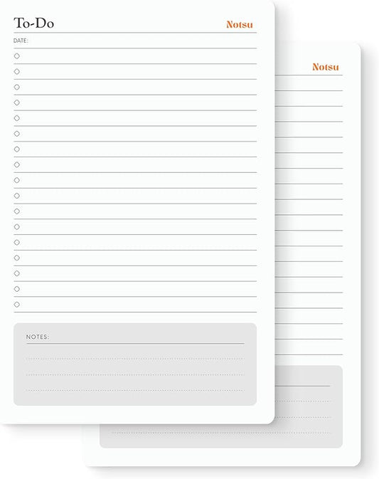 Notsu To Do List Notepad 2pk | Premium Thick Paper 120g | Daily Desk To Do List by Notsu