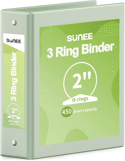 SUNEE 3 Ring Binder 2 Inch 1 Pack, Sage Green by SUNEE
