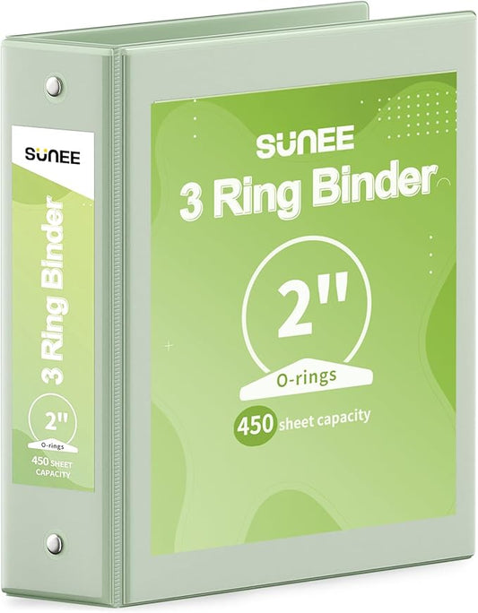 SUNEE 3 Ring Binder 2 Inch 1 Pack, Sage Green by SUNEE