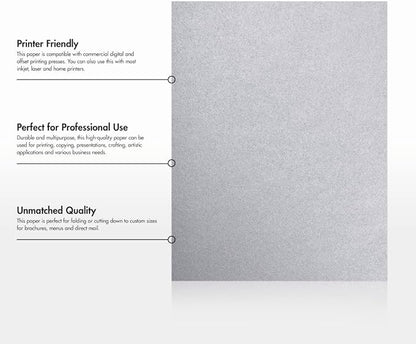 LUXPaper 8.5" x 11" Paper | Letter Size | Silver Metallic | 80lb. Text | 50 Qty - Image 8