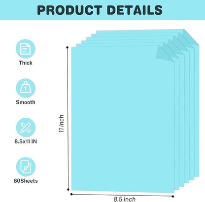 Light Blue Cardstock 8.5 X 11, 80 Sheets Card Stock, 75lb/ 200gsm Copy Paper - Image 2