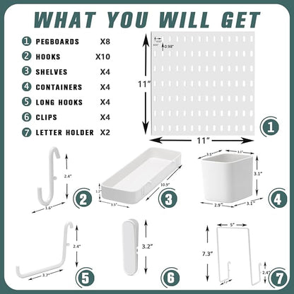 MULSAME Pegboard Combination Kit, 25.2" x 50.4" Wall Mounted Storage Set - Image 4