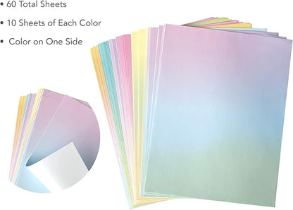 Pastel Gradient Paper Stationery, Aesthetic Paper 8.5 x 11 Inches, 60 Sheets - Image 3
