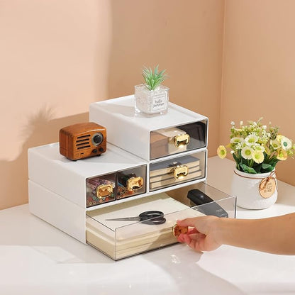 OSteed Spacious Desktop Storage Box, 1 Large 1 Middle & 2 Small Storage Drawers - Image 2