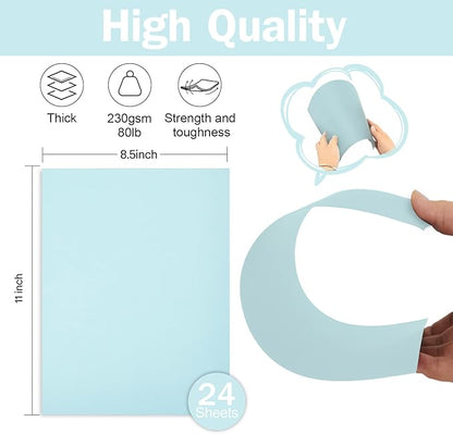 24 Sheets Light Blue Cardstock 8.5 x 11 Pastel Paper, Goefun 80lb Card Stock - Image 2