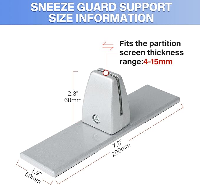 4 Packs Sneeze Guard Clamp Bracket, Sneeze Guard Shield Base - Image 4