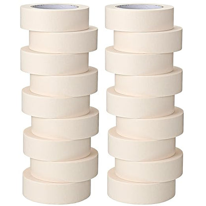 Fainne 18 Rolls Masking Tape Bulk 1.41 Inch Beige Wide Thin White Color by Fainne