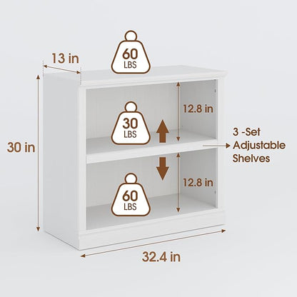 Bevfint 30" Bookcase, 2-Tier Display Shelves Open Storage Organizer, Book Case - Image 2