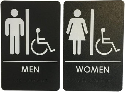 USA Made - Men's and Women's Restroom Signs ADA-Compliant Bathroom Door Signs by RockRidge