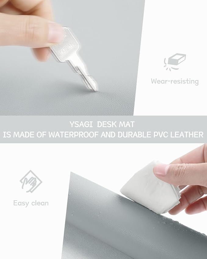 YSAGi Non-Slip Leather Desk Pad, Waterproof Laptop Computer Desk Keyboard Mat - Image 5