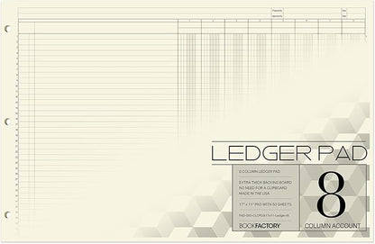 BookFactory Ledger Pad/Large 8 Column Accounting Ledger Columnar Pads by BookFactory